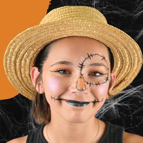 tuto maquillage épouvantail enfant Halloween