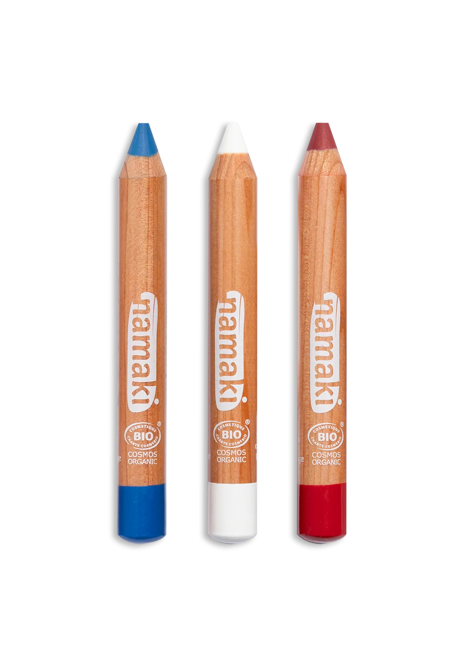 crayon de maquillage bleu blanc rouge