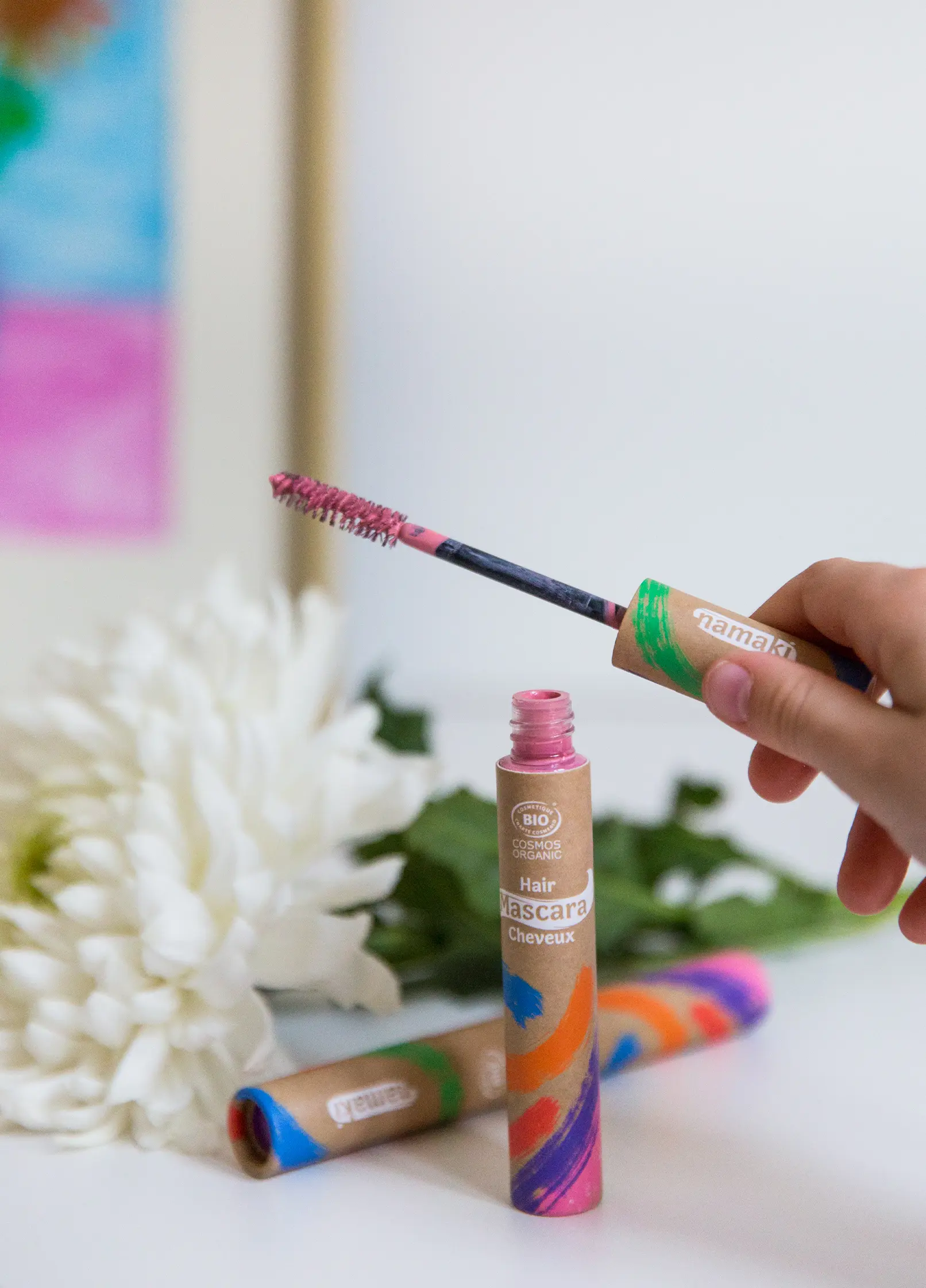 mascara cheveux rose enfant