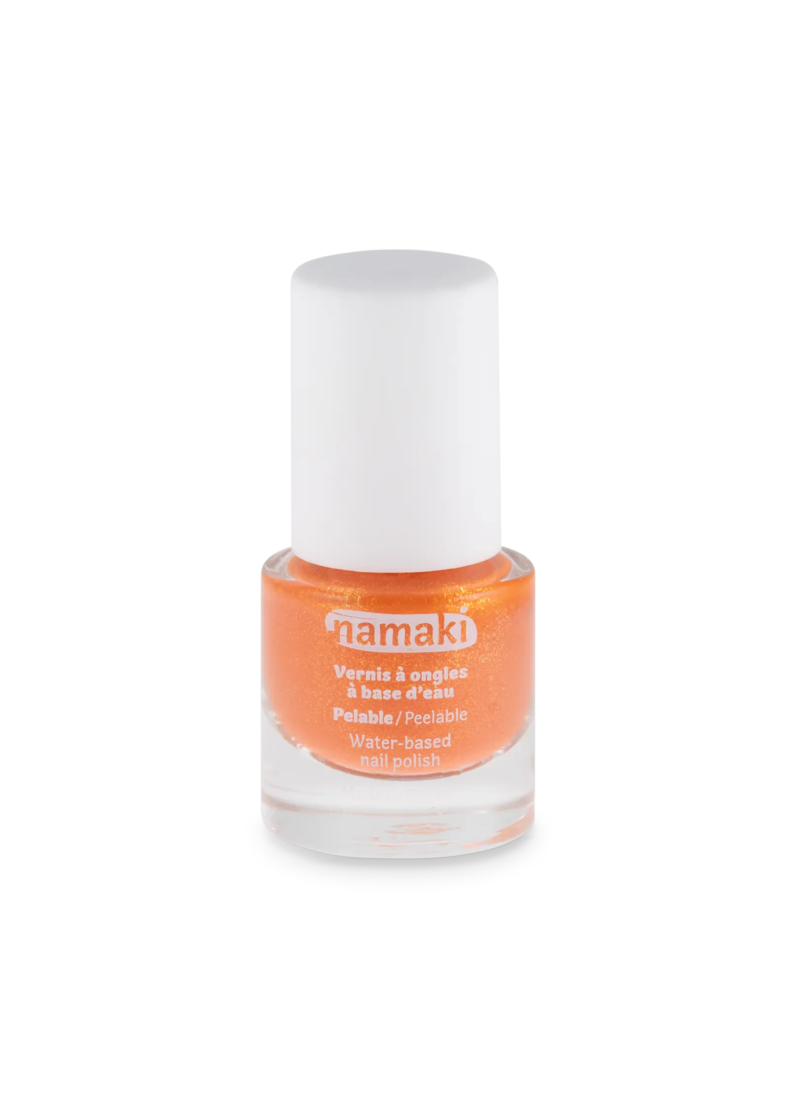 vernis à ongle base eau pelable enfant corail pailleté