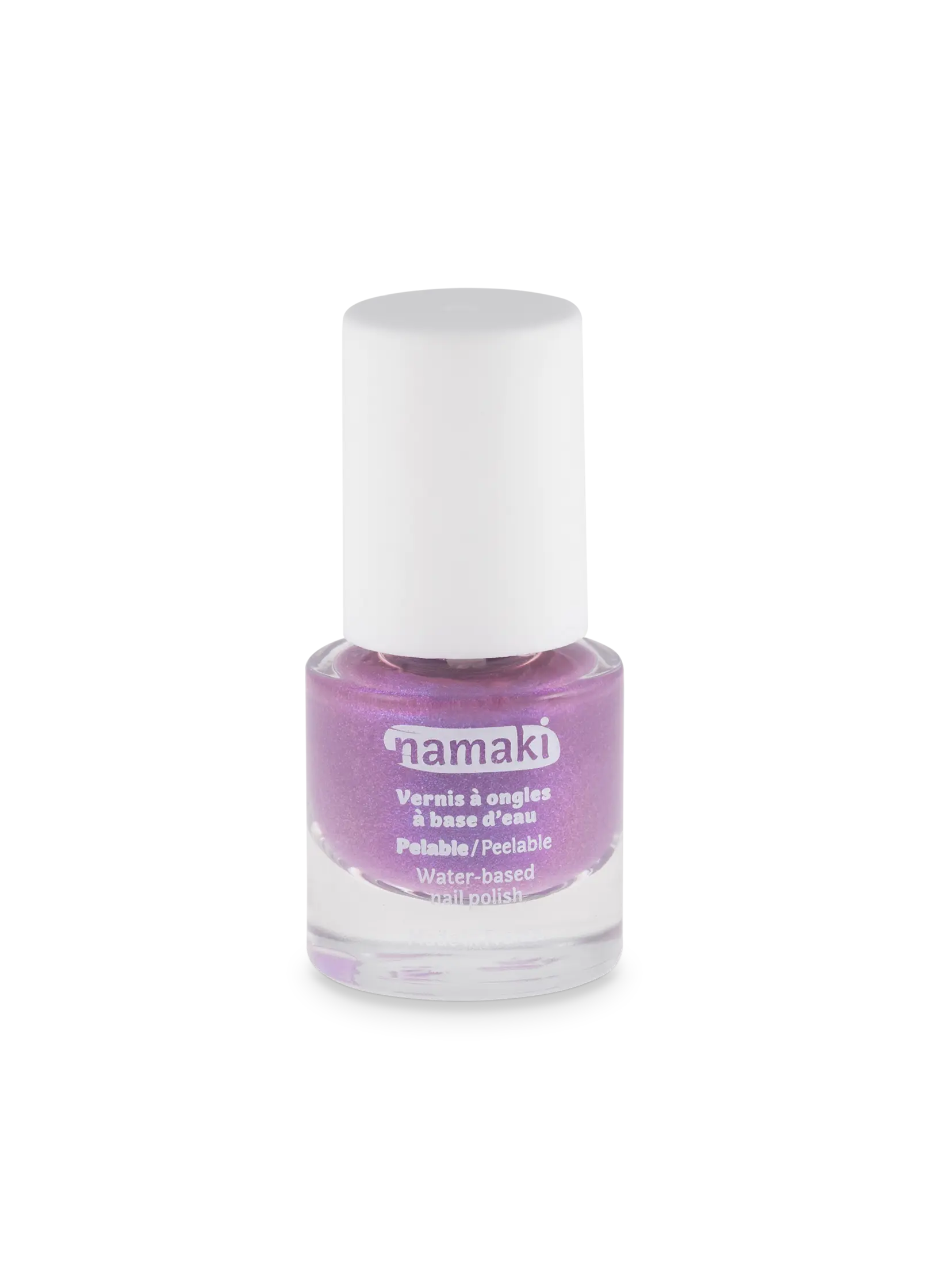 vernis à ongle base eau pelable enfant violet pailleté