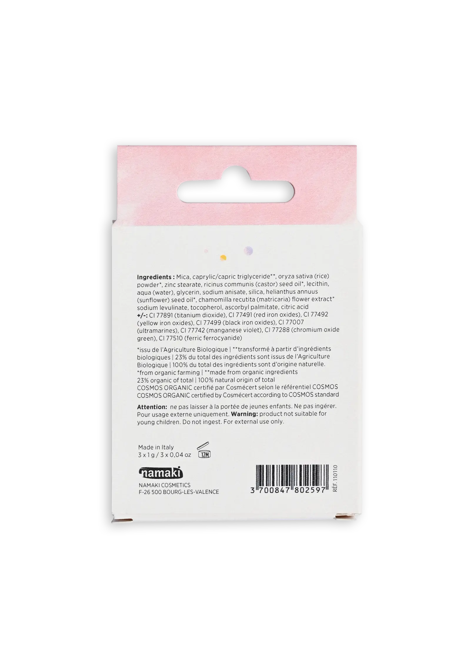 palette de fards à paupières enfants bio