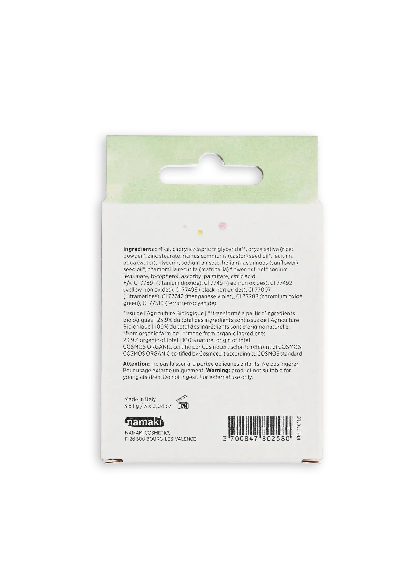 palette de fards à paupières enfants bio