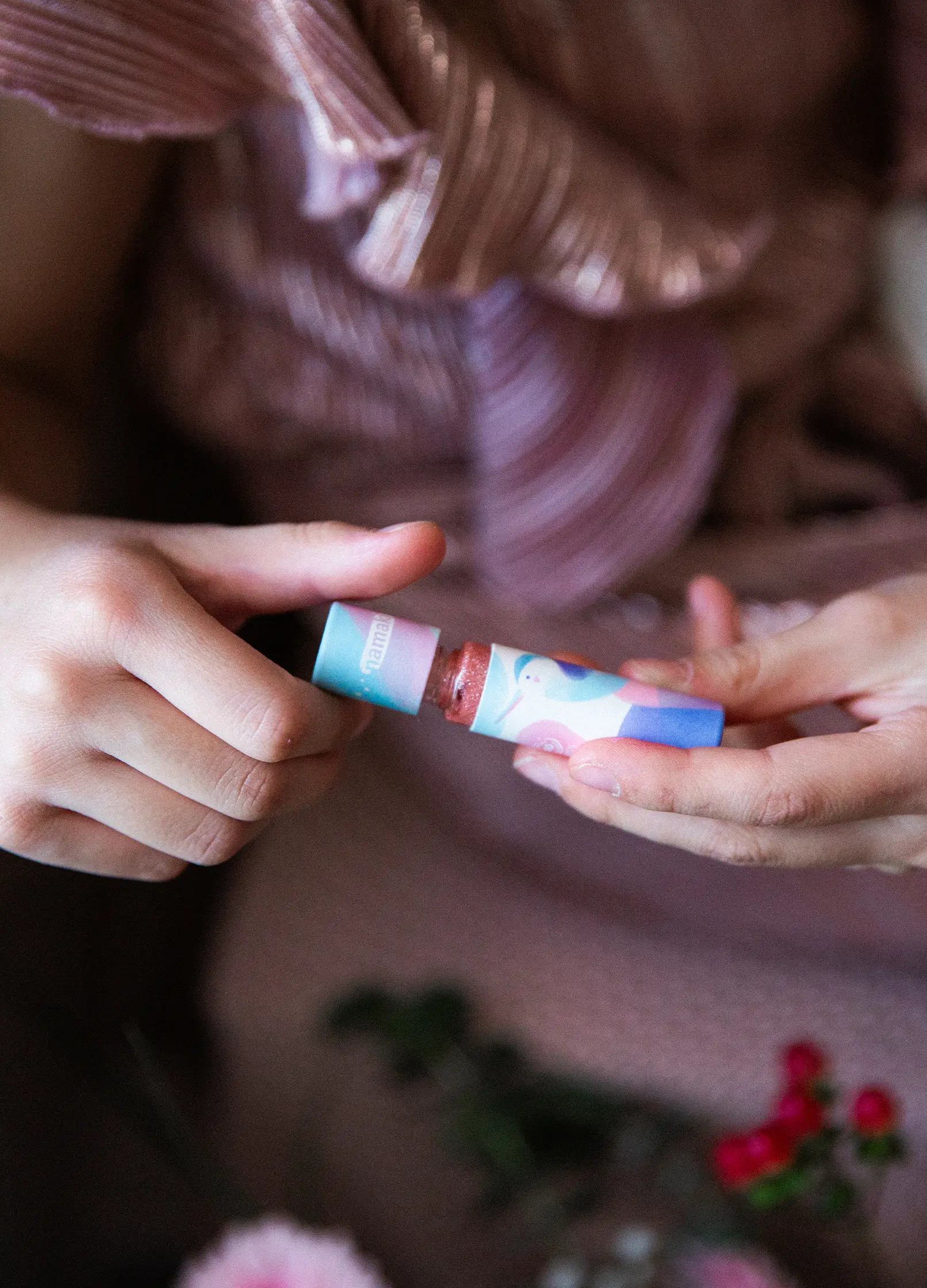 gloss rose pailleté enfant bio